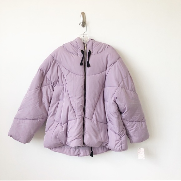 NWT Free People Hailey puffer coat lilac hooded - Picture 3 of 7